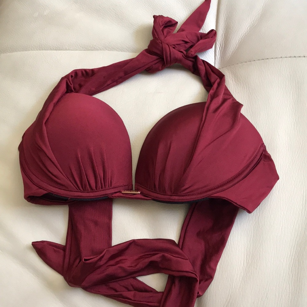Beach Bunny Maroon halter bikini Small